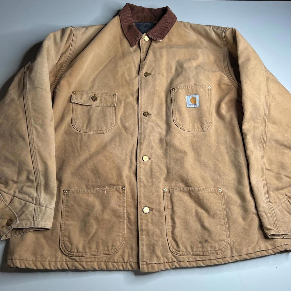 2XL Carhartt Chore Coat Blanket Lined Detroit Jacket Brown Duck‎ Canvas Workwear